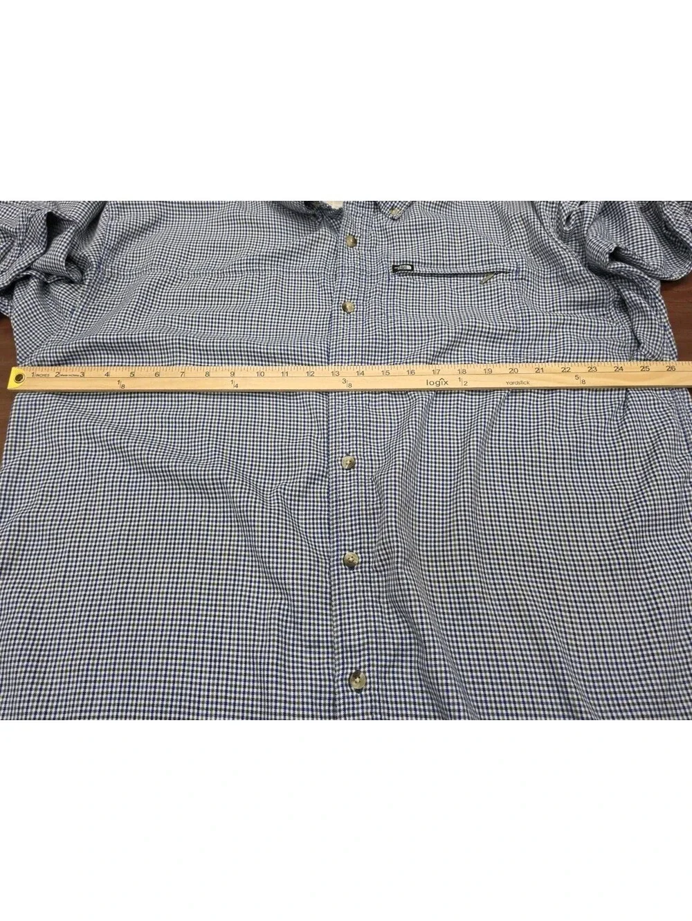 The North Face XXL Blue Check Plain Long Sleeve Hiking Outdoor Button Shirt